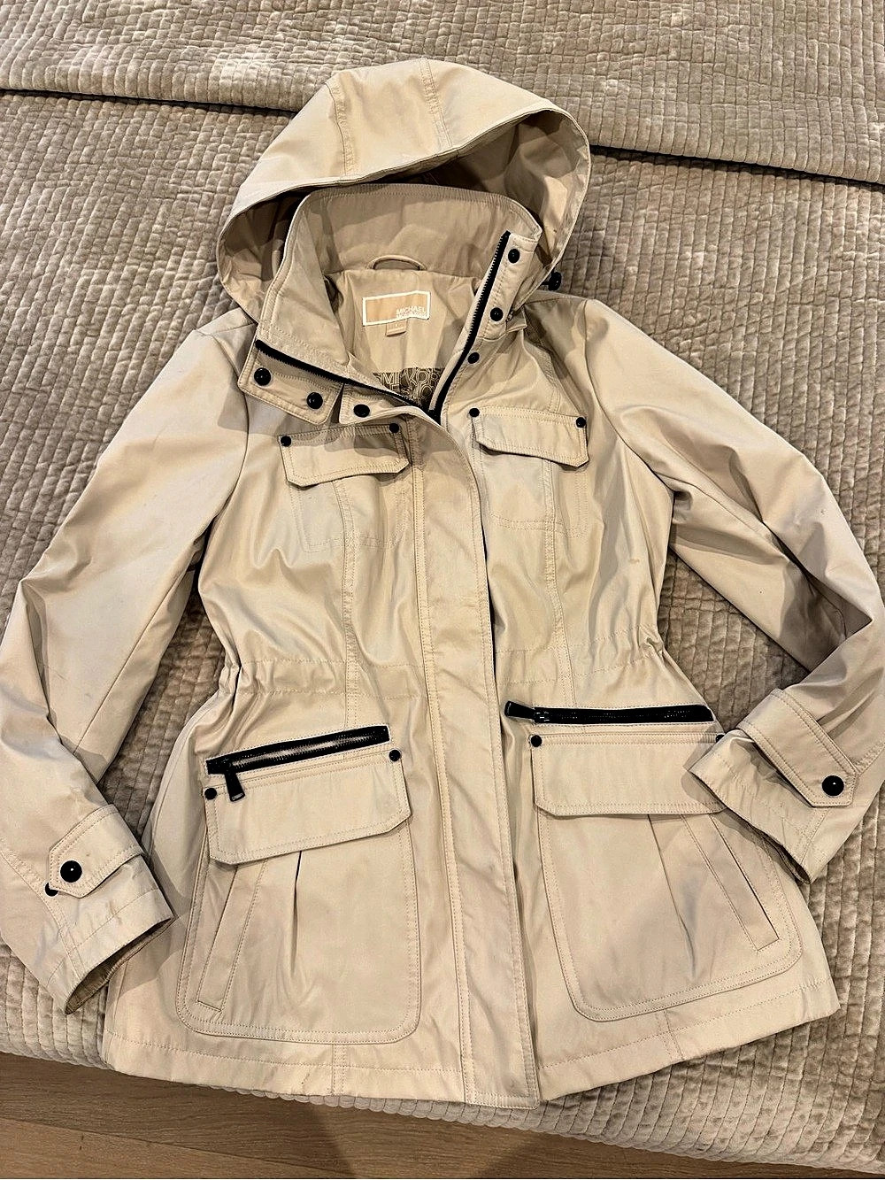 Michael Kors Hooded Anorak Utility Jacket Beige Medium